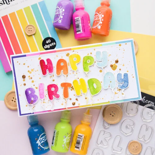 Scrapbook.com - Clear Photopolymer Stamp Set - Balloon Alphabet Solids, Outlines, and Numbers 6 Scrapbook.com - Clear Photopolymer Stamp Set - Balloon Alphabet Solids, Outlines, and Numbers