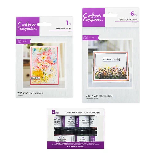 Crafter's Companion - Color Powder, Stamps, and Stencil Mask Bundle