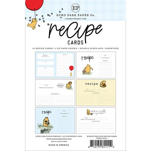 Echo Park - Recipe Cards Collection - Winnie The Pooh