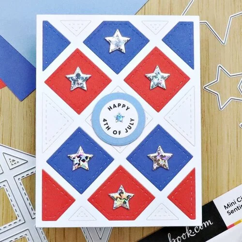 Scrapbook.com - Decorative Die Set - A2 Plate - Stitched Diagonal Diamond Block