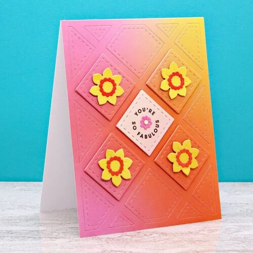 Scrapbook.com - Decorative Die Set - A2 Plate - Stitched Diagonal Diamond Block