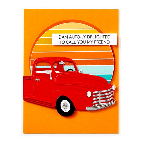 Spellbinders - Classic Road Legends Collection Collection - Clear Stamp and Die Set - Cruisin' By Sentiments 4 Spellbinders - Classic Road Legends Collection Collection - Clear Stamp and Die Set - Cruisin' By Sentiments