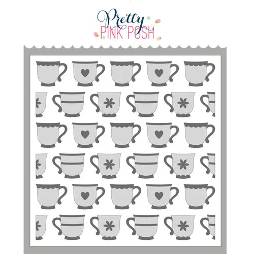 Pretty Pink Posh - Layering Stencils - Teacups 1 Pretty Pink Posh - Layering Stencils - Teacups