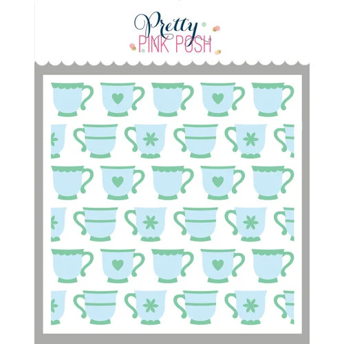Pretty Pink Posh - Layering Stencils - Teacups 2 Pretty Pink Posh - Layering Stencils - Teacups
