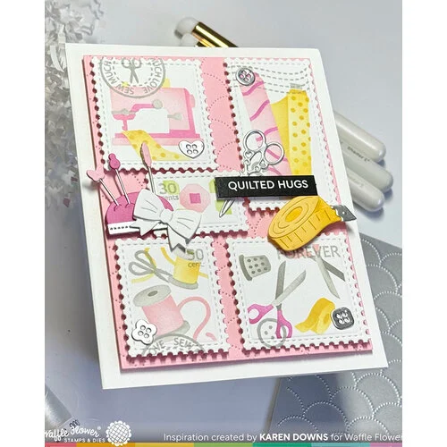 Waffle Flower Crafts - Postage Collage Collection - Stencils - Sew Fun 4 Waffle Flower Crafts - Postage Collage Collection - Stencils - Sew Fun
