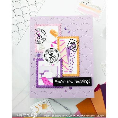 Waffle Flower Crafts - Postage Collage Collection - Stencils - Sew Fun 5 Waffle Flower Crafts - Postage Collage Collection - Stencils - Sew Fun