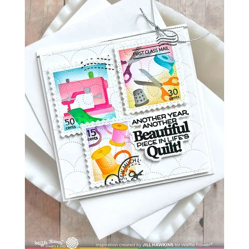 Waffle Flower Crafts - Postage Collage Collection - Stencils - Sew Fun 8 Waffle Flower Crafts - Postage Collage Collection - Stencils - Sew Fun