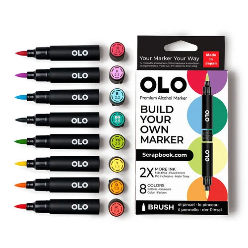 OLO - Brush Collection - 8 Color Markers Set - Essentials