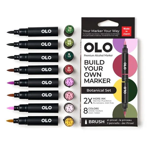 OLO - Brush Collection - 8 Color Markers Set - Botanical