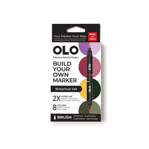 OLO - Brush Collection - 8 Color Markers Set - Botanical