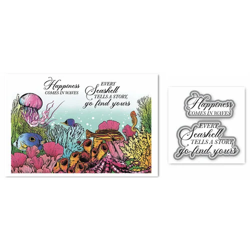 LDRS Creative - Beach Days Collection - Clear Photopolymer Stamp and Die Set - Coral Reef