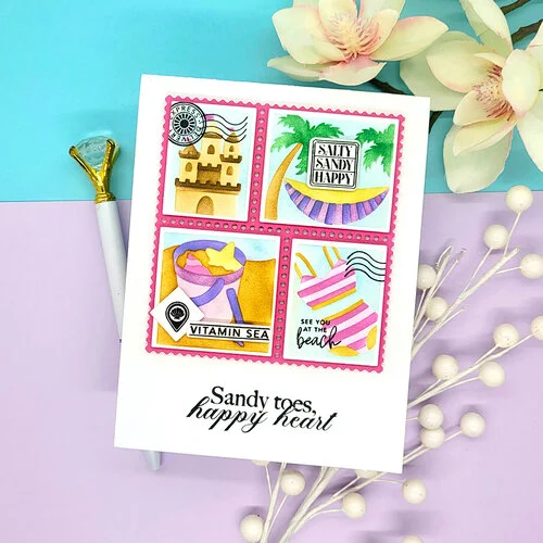 LDRS Creative - Beach Days Collection - Layering Stencils - Beach Days Postage Collage 4 LDRS Creative - Beach Days Collection - Layering Stencils - Beach Days Postage Collage