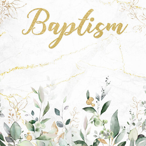 Scrapbook Customs - 12 x 12 Double Sided Paper - Baptism - Eucalyptus and Gold