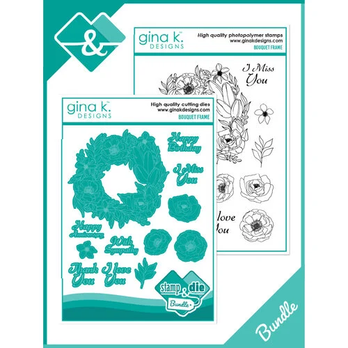Gina K Designs - Die And Clear Photopolymer Stamp Set - Bouquet Frame