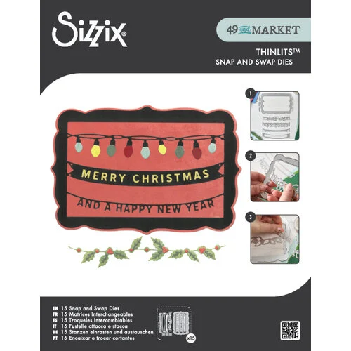 Sizzix - 49 and Market Collection - Thinlits Dies - Snap and Swap Merry Christmas