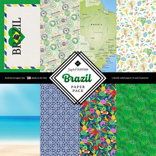 Scrapbook Customs - 6 x 6 Paper Pack - Brazil 1 Scrapbook Customs - 6 x 6 Paper Pack - Brazil