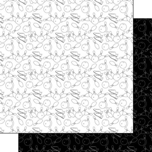 Scrapbook Customs - 12 x 12 Double Sided Paper - Bowling Simple Faded 1 Scrapbook Customs - 12 x 12 Double Sided Paper - Bowling Simple Faded