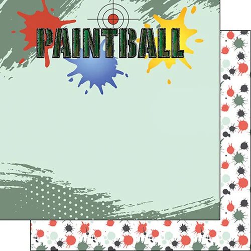 Scrapbook Customs - 12 x 12 Double Sided Paper - Paintball Left