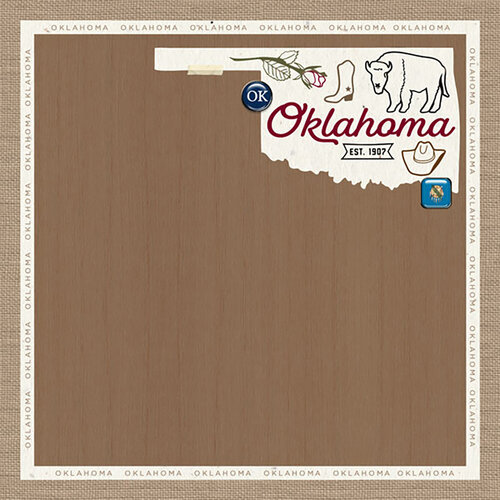 Scrapbook Customs - 12 x 12 Double Sided Paper - Oklahoma Natural Craft Map 2 Scrapbook Customs - 12 x 12 Double Sided Paper - Oklahoma Natural Craft Map