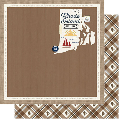Scrapbook Customs - 12 x 12 Double Sided Paper - Rhode Island Natural Craft Map 1 Scrapbook Customs - 12 x 12 Double Sided Paper - Rhode Island Natural Craft Map