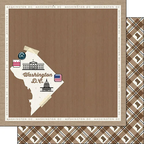 Scrapbook Customs - 12 x 12 Double Sided Paper - Washington DC Natural Craft Map 1 Scrapbook Customs - 12 x 12 Double Sided Paper - Washington DC Natural Craft Map