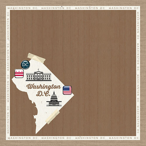 Scrapbook Customs - 12 x 12 Double Sided Paper - Washington DC Natural Craft Map 2 Scrapbook Customs - 12 x 12 Double Sided Paper - Washington DC Natural Craft Map