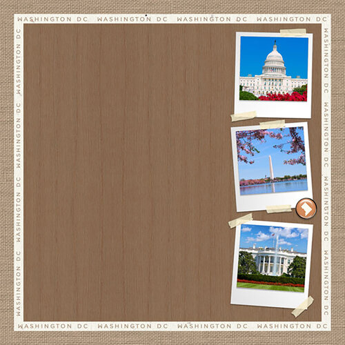 Scrapbook Customs - 12 x 12 Double Sided Paper - Washington DC Natural Craft Scenes