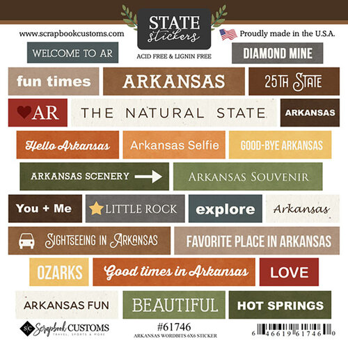 Scrapbook Customs - Cardstock Stickers - Arkansas Wordbits 1 Scrapbook Customs - Cardstock Stickers - Arkansas Wordbits