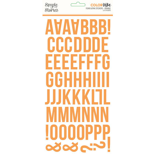 Simple Stories - Color Vibe Collection - 6 x 12 Foam Stickers - Alpha - Orange
