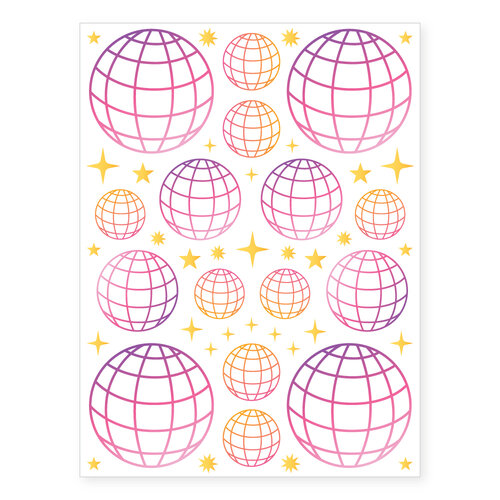 Scrapbook.com - Disco Ball and Shimmer Rub-Ons - Sunset - 4 Sheets