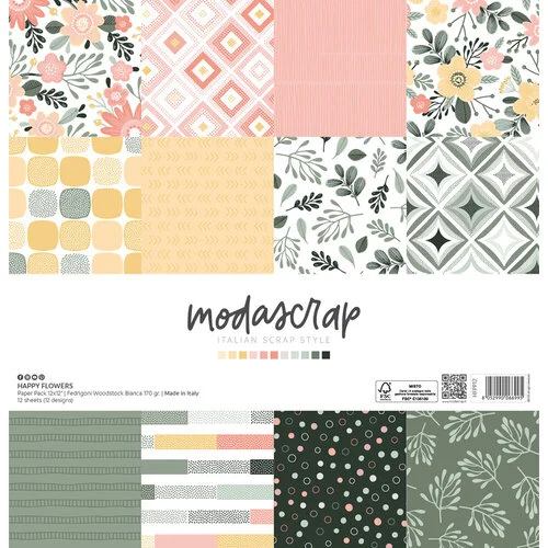 ModaScrap - 12 x 12 Paper Pack - Happy Flowers