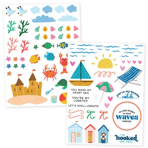 Scrapbook.com - Coastal Charm - Rub-On Transfers - 6x8 - 2 Sheets