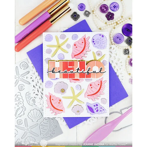 Waffle Flower Crafts - Die-N-Stencil - Overlapping Hello 2 Waffle Flower Crafts - Die-N-Stencil - Overlapping Hello
