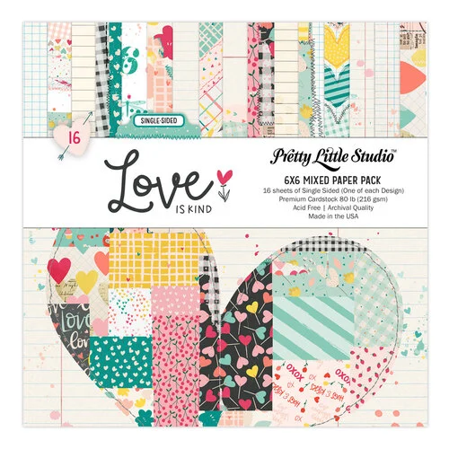 Pretty Little Studio - Love Is Kind Collection - Paper Pack - 6 x 6 Single Sided - Mixed