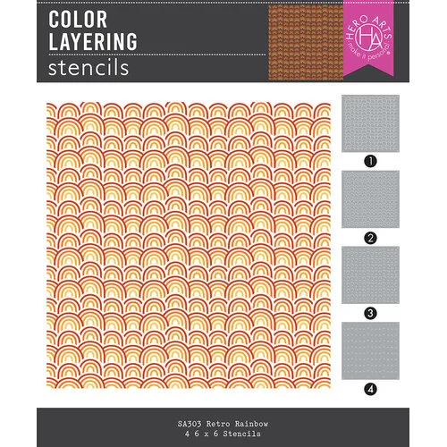 Hero Arts - Retro Kitchen Collection - Color Layering Stencils - Retro Rainbow 1 Hero Arts - Retro Kitchen Collection - Color Layering Stencils - Retro Rainbow
