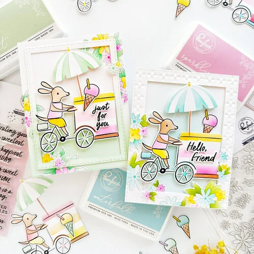 Pinkfresh Studio - Delights & Doodles Collection - Stencils - Gelato On The Go