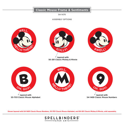 Spellbinders - Say Cheese Classic Mouse Collection - Etched Dies - Frame and Sentiments
