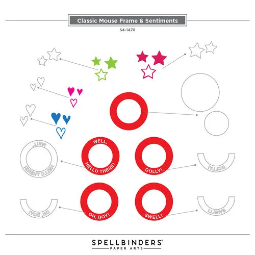Spellbinders - Say Cheese Classic Mouse Collection - Etched Dies - Frame and Sentiments