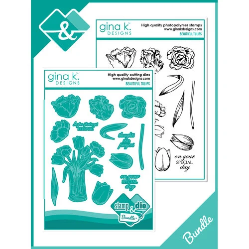 Gina K Designs - Die And Clear Photopolymer Stamp Set - Beautiful Tulips