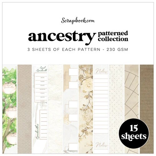 Scrapbook.com - Ancestry - Patterned Cardstock Paper Pad - Double Sided - 12 x 12 - 15 Sheets