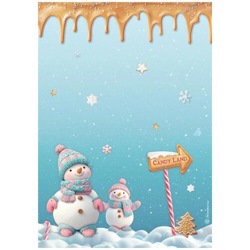 Stamperia - Candy Christmas Collection - A4 Rice Paper - Snowmen 1 Stamperia - Candy Christmas Collection - A4 Rice Paper - Snowmen