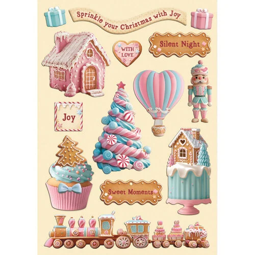 Stamperia - Candy Christmas Collection - Colored Wooden Shapes 1 Stamperia - Candy Christmas Collection - Colored Wooden Shapes