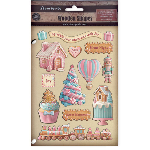 Stamperia - Candy Christmas Collection - Colored Wooden Shapes 2 Stamperia - Candy Christmas Collection - Colored Wooden Shapes