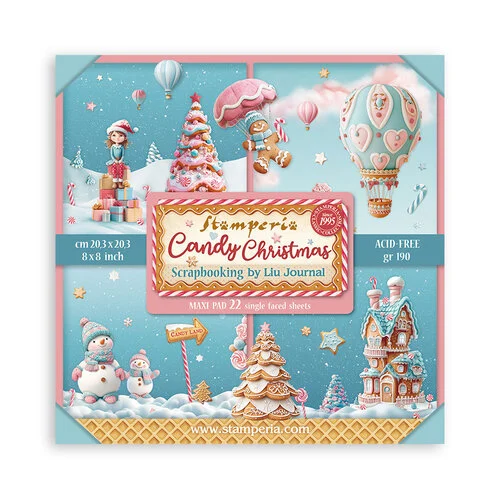 Stamperia - Candy Christmas Collection - 8 x 8 Paper Pad - Single Face 1 Stamperia - Candy Christmas Collection - 8 x 8 Paper Pad - Single Face