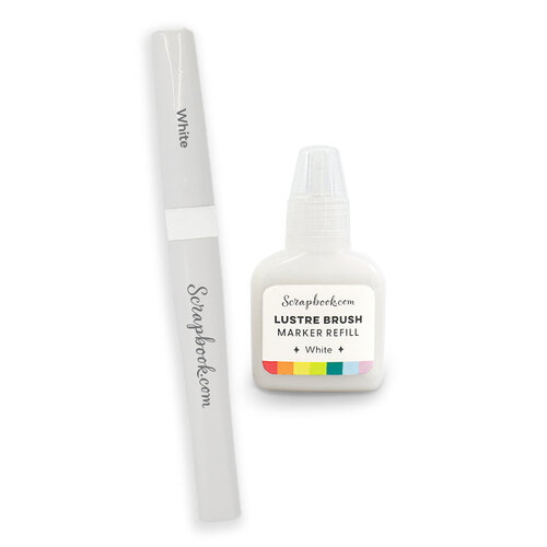 Scrapbook.com - Lustre Brush Marker & Refill Liquid - White 1 Scrapbook.com - Lustre Brush Marker & Refill Liquid - White