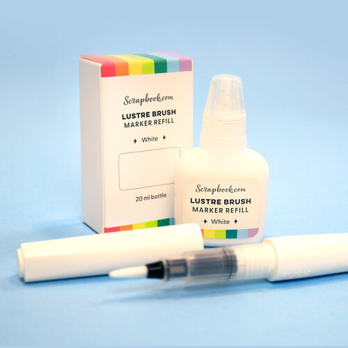 Scrapbook.com - Lustre Brush Marker & Refill Liquid - White 3 Scrapbook.com - Lustre Brush Marker & Refill Liquid - White
