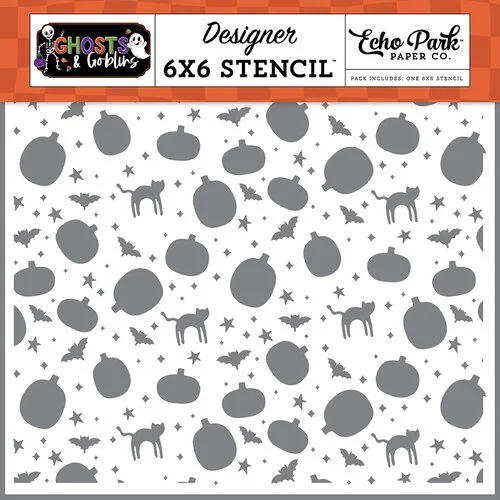 Echo Park - Ghosts And Goblins Collection - 6 x 6 Stencils - Pumpkins Cats And Bats