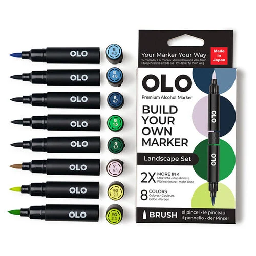 OLO - Brush Collection - 8 Color Markers Set - Landscape