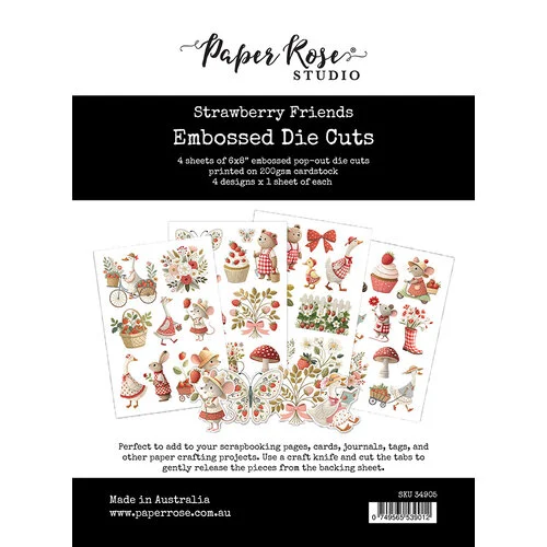 Paper Rose - Strawberry Friends Collection - Embossed Die Cuts 1 Paper Rose - Strawberry Friends Collection - Embossed Die Cuts