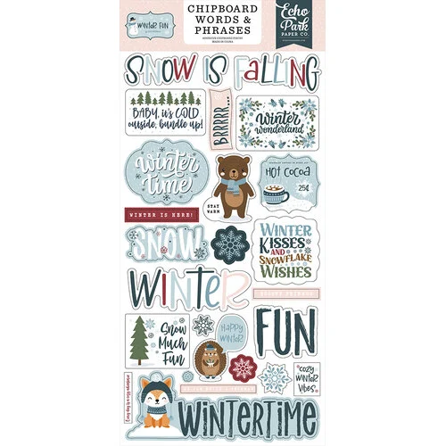 Echo Park - Winter Fun Collection - Chipboard Embellishments - Word And Phrases